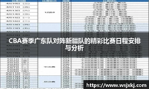 CBA赛季广东队对阵新疆队的精彩比赛日程安排与分析